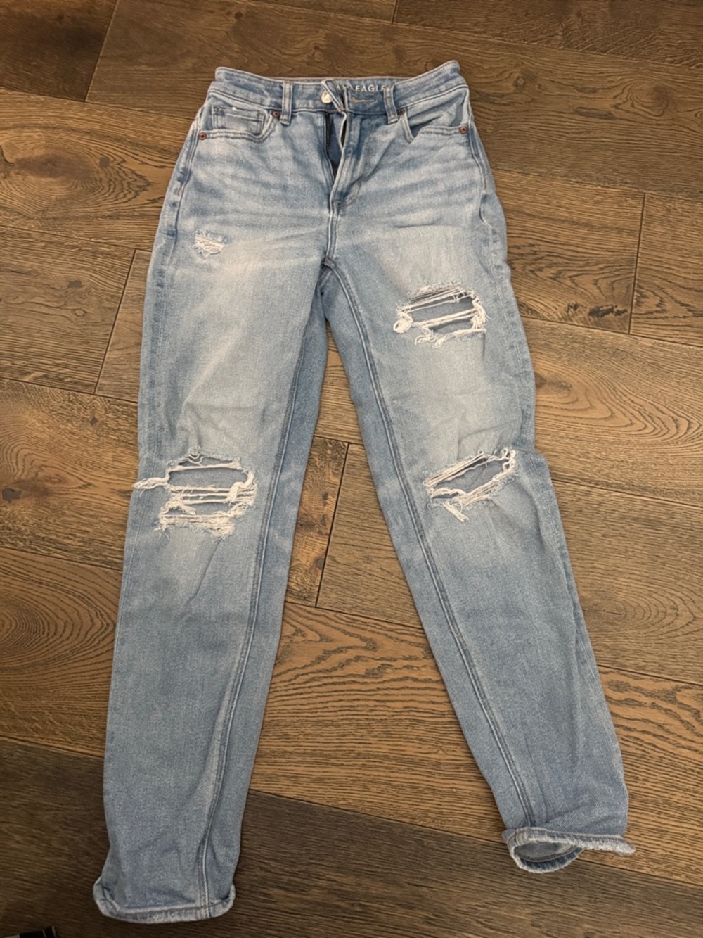 American Eagle Stretch Light Blue Distressed Women's Jeans Size 00